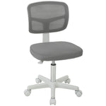 Chaise de Bureau Ergonomique Sans Accoudoirs, Fauteuil de Bureau Pivotant, Dossier Courbé en Maille et Roulettes, Gris