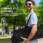 Chaise de camping pliante avec accoudoirs réglables, porte-gobelets, poches latérales et sac de refroidissement, noir