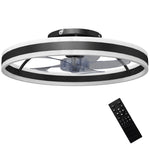 Ceiling fan with light and remote control, 50 cm ceiling fan light with 6 speeds, black