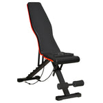 Klappbare Hantelbank, Rückenlehne 6-fach verstellbar, Sitzfläche 4-fach verstellbar, Polster 130 x 34 x 109 cm, schwarz und rot