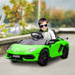 Elektroauto für Kinder, lizenziert Lamborghini Aventador SVJ 12V mit Flügeltüren, Fernbedienung, 3-5 km/h, grün