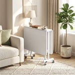 Mesa de Comedor Plegable con Ruedas para 4-6 Personas 120 cm, Ruedas con Frenos, 2 Abatibles, Estilo Industrial, Blanco