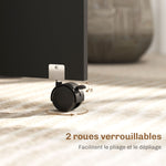 Table pliante de cuisine salle à manger amovible sur roulettes 75 x 140 x 74 cm coloris chêne et noir