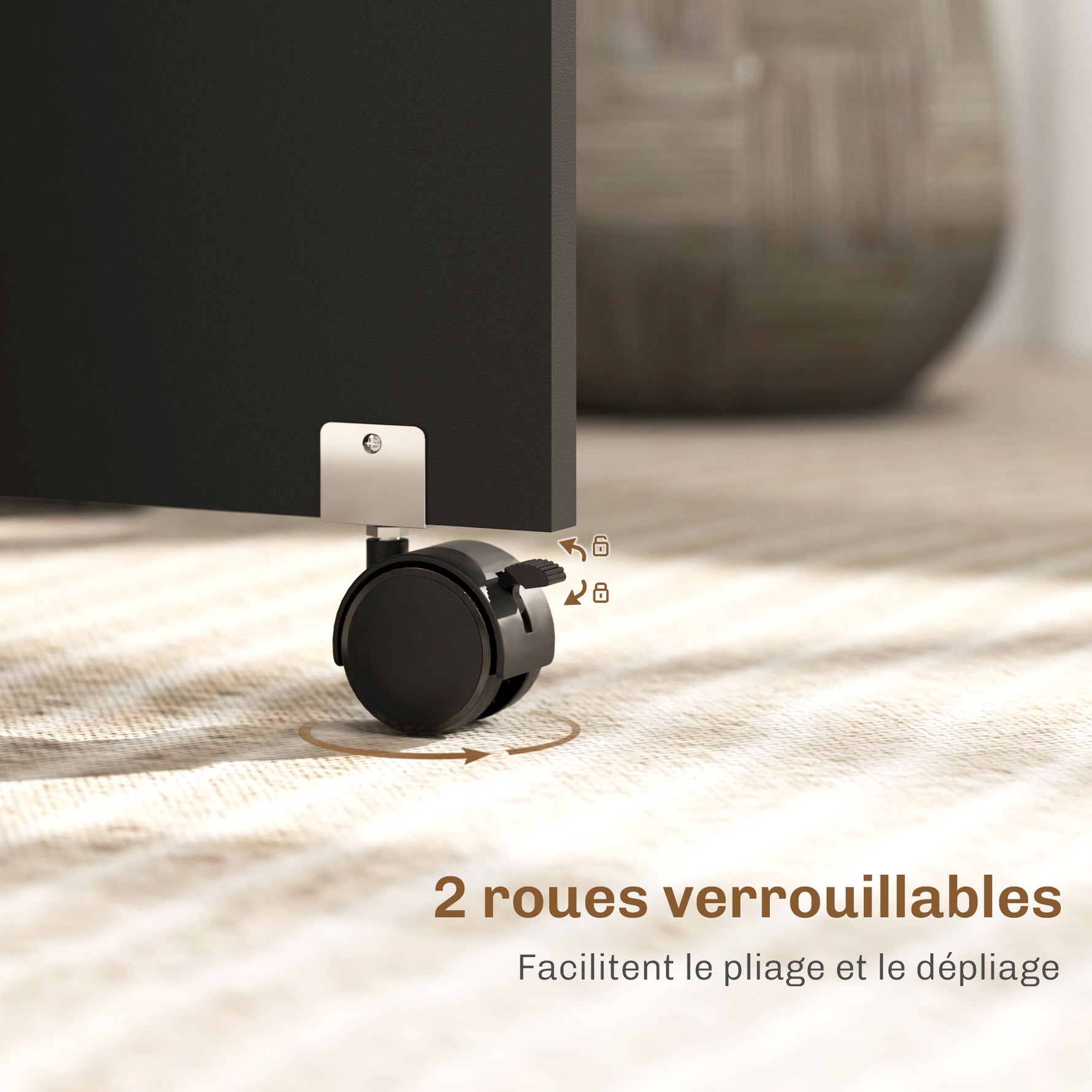Table pliante de cuisine salle à manger amovible sur roulettes 75 x 140 x 74 cm coloris chêne et noir