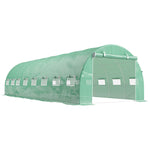 Serra da giardino a tunnel 24m² 8L x 3P x 2A m - 16 finestre, porta avvolgibile con cerniera, acciaio galvanizzato, telo in PE, verde