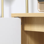 Aparador de salón, mueble de almacenamiento con 2 puertas y estante ajustable, 77 x 35 x 77,5 cm, blanco y madera natural