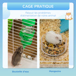 Cage à hamster rat rongeur 3 niveaux avec tunnel, biberon eau, roue, maisonnette, échelles dim. 59L x 36l x 47H cm