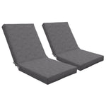 Lot de 2 coussins d'extérieur pour fauteuil chaise à dossier avec attaches rembourrage 8 cm, 112L x 51l cm, gris foncé