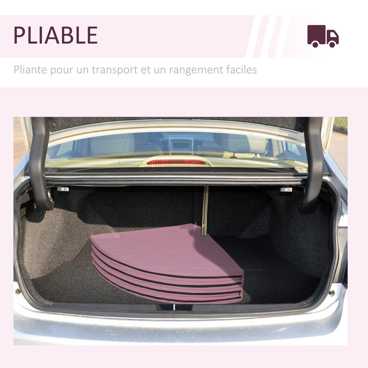 Tapis de Pole Dance Pliable - Tapis de Protection Ø 150 cm Épaisseur 5 cm - Revêtement Plastique Rose