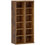 Set di 2 scaffali a colonna armadietto porta CD-DVD 12 scomparti 21 x 22,5 x 88,5 cm capacità 204 CD marrone