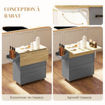 Desserte de cuisine sur roulettes, Îlot central cuisine tiroir étagère réglable support à épices et porte-serviette gris