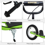 Trottinette patinette Enfants à partir de 5 Ans Grandes Roues Guidon réglable poignée Frein et béquille Acier Vert