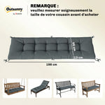 Coussin Bain de Soleil Chaise Longue en Mousse à Mémoire avec Sangles, Protection UV50+, 198x65x13cm, Gris foncé