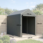 Abri de jardin tente de stockage portable avec cadre en métal galvanisé et grande porte, 1,2 x 1,8 m
