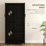 Buffet de cuisine armoire de cuisine meuble vitrine avec étagères réglables et 9 compartiments 76 x 36 x 160 cm noir