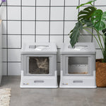 Lot de 2 maisons de toilette pour chat pliable double porte battante et supérieure pelle fourni 47,5 x 35,5 x 36,7 cm
