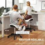 Sgabello con ruote, sedia da lavoro con altezza regolabile 45-57 cm e sedile ergonomico, 48x47x45-57 cm, bianco