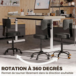 Tabouret à Roulettes, Hauteur Réglable 72-87,5cm, Tabouret de Massage Assise et Dossier Rembourrés, Pivotant 360°, Noir