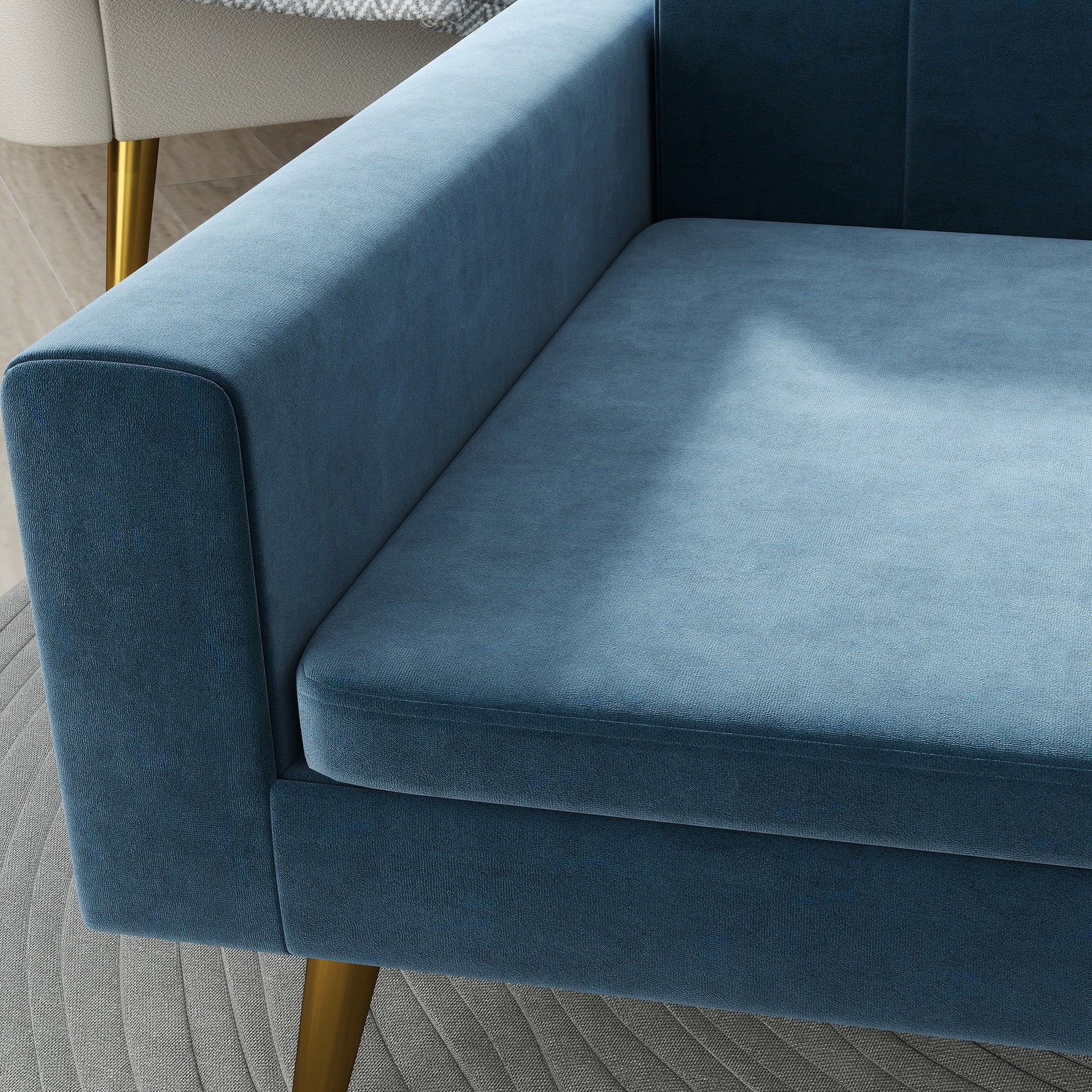 Canapé chien lit pour chien design scandinave coussin moelleux pieds métal doré 94 x 59,5 x 31,5 cm velours soyeux bleu