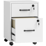 Caisson bureau mobile à 2 tiroirs, meuble rangement bureau sur roulettes pour documents suspendus format lettre, blanc
