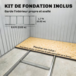 Abri de jardin en acier galvanisé XXL 3,6 m² avec kit de fondation 280 x 130 x 172 cm, cabane de jardin cabanon rangement outils avec portes coulissantes verrouillables aérations, noir