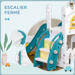 Toboggan pour enfants 5 en 1 avec panier de basket escalade télescope espace de rangement 70 x 177 x 92 cm jaune