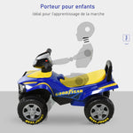 Porteur Enfants Quad 18-36 Mois dim. 60L x 31l x 42H cm Effets Lumineux et sonore Bleu Jaune