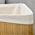 Panier à linge en bambou d'angle 55L avec couvercle et sac amovible 38 x 38 x 57 cm bois naturel