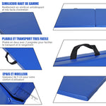 Tapis de gymnastique yoga pilates fitness pliable portable grand confort 180L x 60l x 5H cm revêtement synthétique bleu