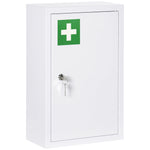 Armoire à pharmacie murale en acier, armoire à médicaments à 3 niveaux porte verrouillable 2 clés, 30x14x46cm, blanc
