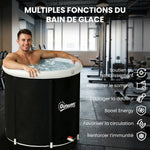 Baignoire à Glace Pliable Gonflable 280 L avec Couvercle et Pompe pour Entraînement à l'Eau Froide, 78x78x71 cm, Noir