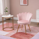 Lot de 2 fauteuil coquillage Fauteuil rose Fauteuil de salon Chaise en velours pieds métal dorés effilés dim. 67l x 64P x 77H cm rose
