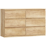 Commode 6 tiroirs meuble de rangement sans poignées design minimaliste 120 x 39 x 75 cm chêne