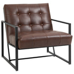 Fauteuil de salon Chesterfield Fauteuil Relax Assise Dossier capitonnés Structure métal Noir revêtement synthétique Chocolat