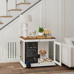 Cage pour chien cage chien intérieur avec 2 portes tableau noir pour chiens taille moyenne 20 kg 80 x 60 x 70 cm blanc