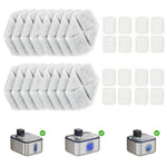 16 pcs Filtre Fontaine Eau Chat, Distributeur d'Eau filtrante pour Chat et Chien, Triple Système de Filtration, Blanc