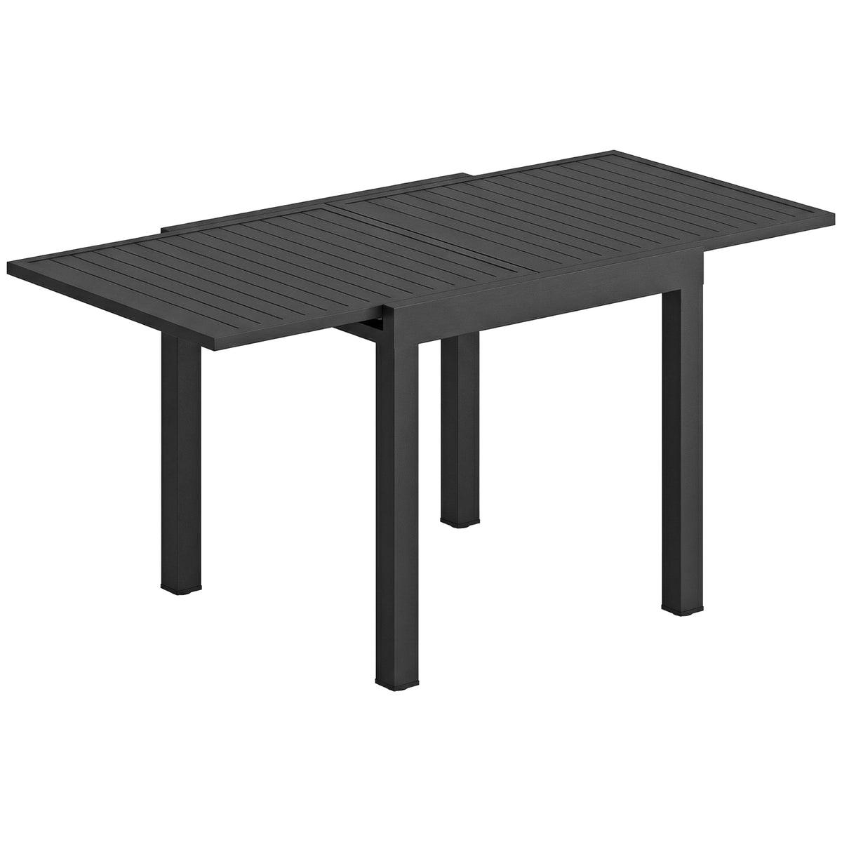 Table de jardin extensible table extérieur pour 4-6 personnes avec rallonge auto-stockée aluminium 80-160 x 80 cm noir