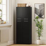 Hoher Küchenschrank, Küchenschrank mit 2 Türen und verstellbaren Einlegeböden, moderner Stil, 59 x 31 x 155 cm, Schwarz