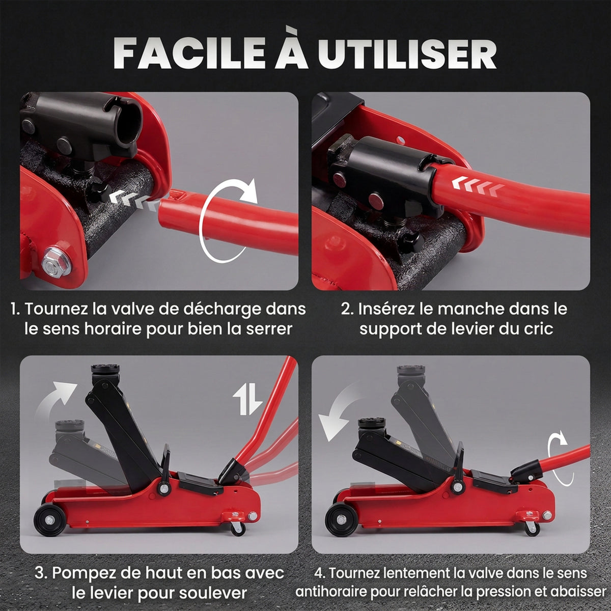 Gato Hidráulico Gato de Rodillos 2,5 Toneladas de Perfil Bajo para Coche Elevación 85-380mm Placa de Goma 90x22x38cm Rojo