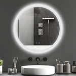 Miroir rond lumineux LED de salle de bain Ø 60 cm mural avec éclairage 3 couleurs interrupteur tactile 29 W gris