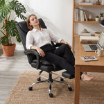 Chaise de bureau ergonomique, fauteuil de bureau inclinable avec repose-pieds, hauteur réglable, pivotante 360°, noir