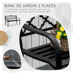 Banc 3 Places de Jardin terrasse Style Rural Chic 128L x 60l x 89H cm métal époxy anticorrosion Fonte Brun