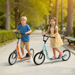 Trottinette patinette pour Enfants à partir de 5 Ans Grands pneus en Caoutchouc Guidon réglable poignée Frein et béquille Acier Charge max. 100 Kg Bleu