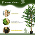 Lot de 2 plantes artificielles ficus hauteur 1,50 m tronc branches liane lichen feuilles grand réalisme pot inclus vert