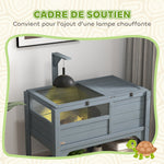 Maison enclos pour tortues sur pieds avec étagère de rangement en bois de sapin - dim. 103H x 84L x 51l cm