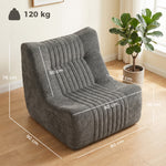 Fauler Sofa-Bodenstuhl in Schmetterlings-Silhouette mit Seitentaschen, kein Zusammenbau erforderlich, 80x90x76cm, Kastaniengrau
