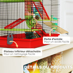 Cage pour hamster souris petit animaux rongeur avec tunnel mangeoire roue jouet 47 x 30 x 59 cm rouge