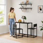 Ensemble table et chaises , table à manger 3 pièces avec 2 chaises encastrables, pour cuisine salon maison, noir
