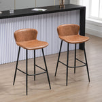 Lot de 2 tabourets de bar assise en similicuir hauteur 76 cm avec repose-pieds en acier et dossier design vintage marron