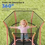 Trampoline pour enfant 1,22 x 1,11 x 1,9 m filet de sécurité porte zippée 6 poteaux rembourrés inclus rouge noir